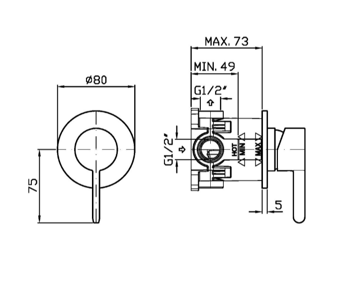 Встраиваемый смеситель для душа Zucchetti Isy22 ZIS780 ФОТО