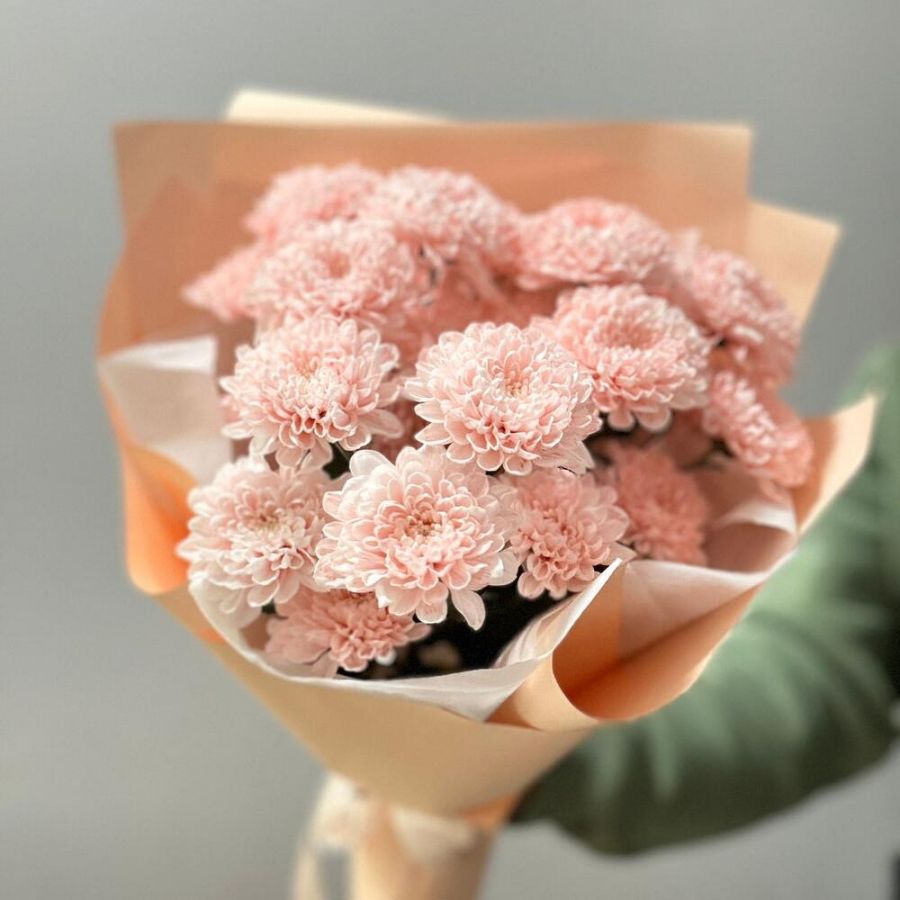 Букет "Персиковое чудо"/хризантемы кустовые