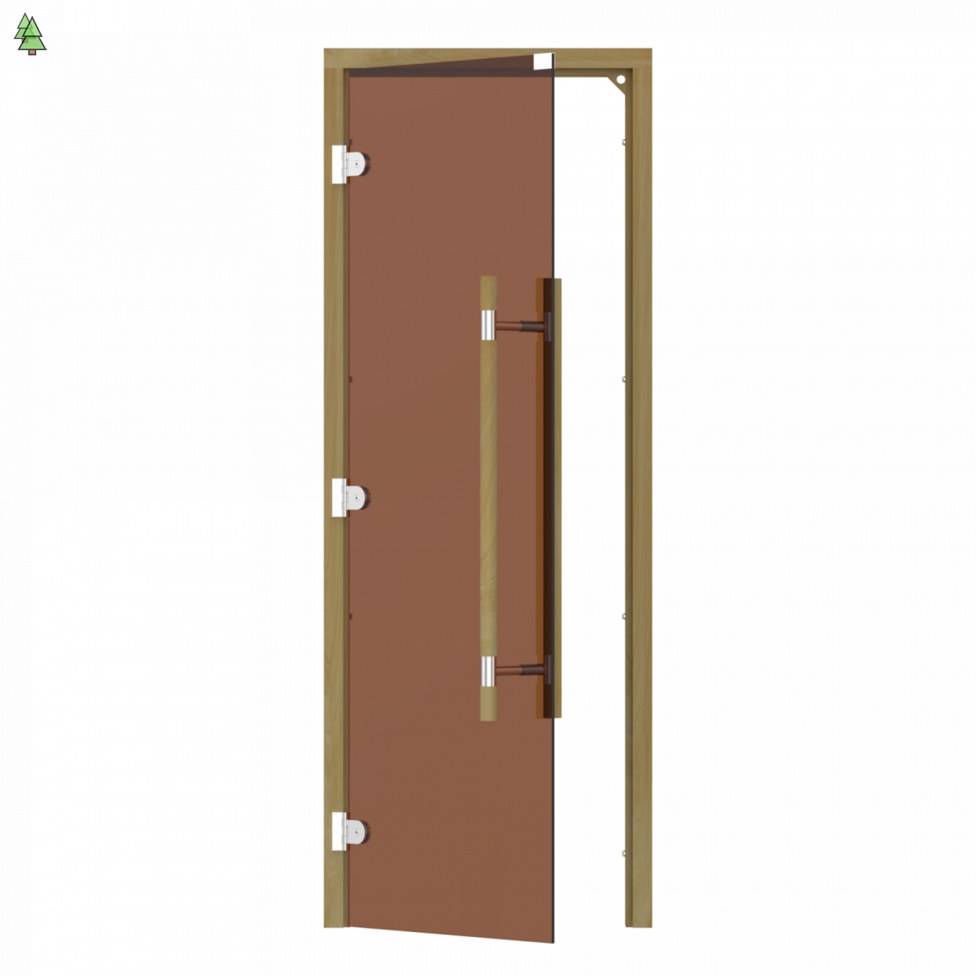 SAWO Дверь 7/19, бронза, левая, без порога, кедр, прямая ручка с металлической вставкой, 741-3SGD-L