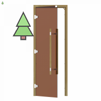 SAWO Дверь 7/19, бронза, левая, без порога, кедр, прямая ручка с металлической вставкой, 741-3SGD-L