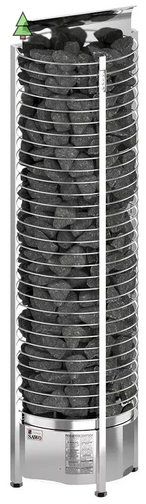 SAWO Электрическая печь Tower напольная пристенная, 8,0 кВт, нерж. сталь, артикул TH5-80Ni2-WL-P, выносной пульт (встроенный блок мощности, пульт покупается отдельно)