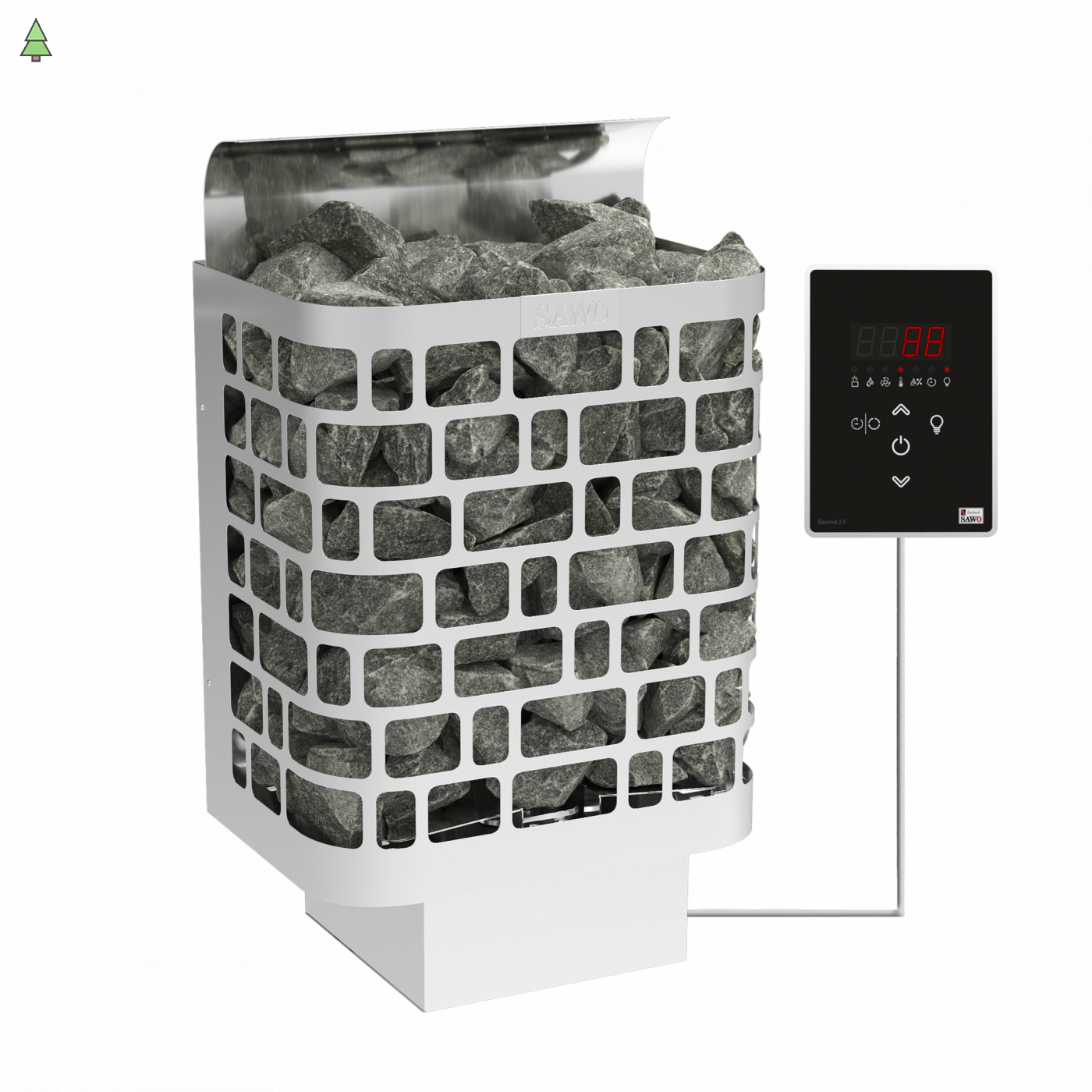 SAWO Электрическая печь Krios настенная, 4,5 кВт, нерж. сталь, артикул KRI-45Ni2-P, выносной пульт (встроенный блок мощности, пульт покупается отдельно)