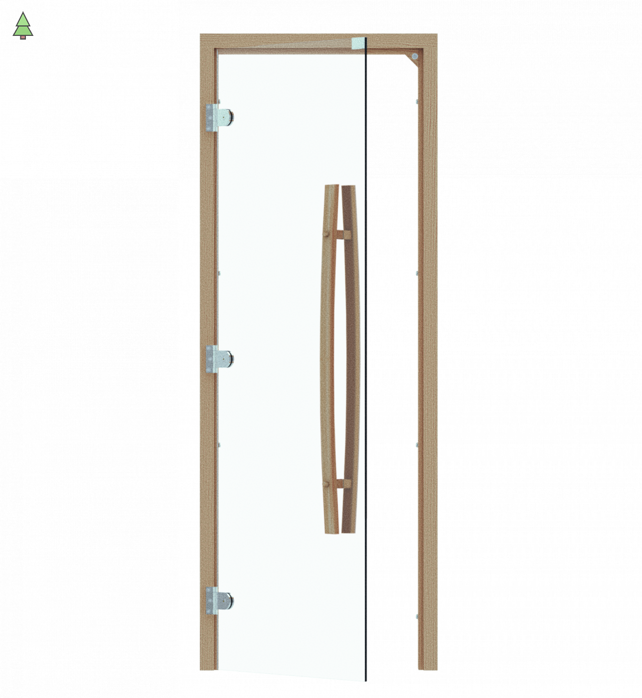 SAWO Дверь 7/19, прозрачная, левая, без порога, кедр, изогнутая ручка, 741-3SCD-L-1