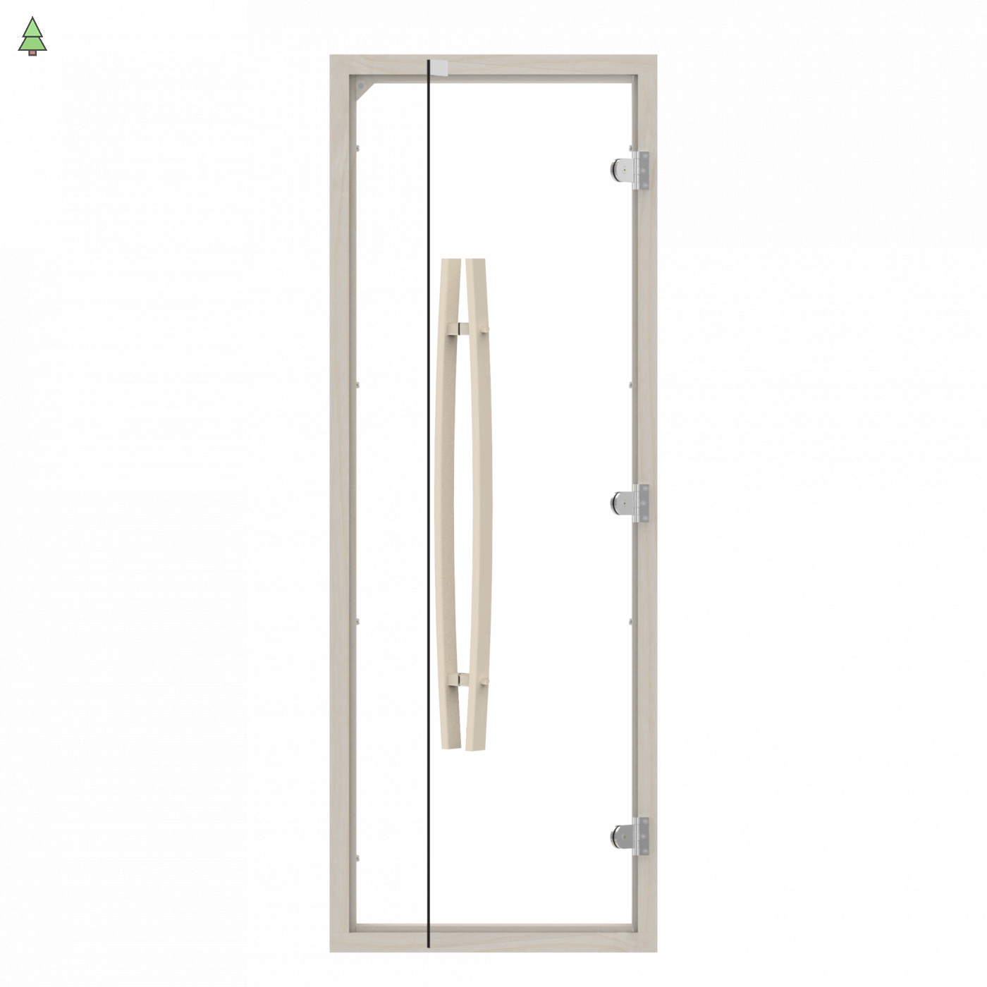 SAWO Дверь 7/19, прозрачная, осина, изогнутая ручка, 741-4SCA-1