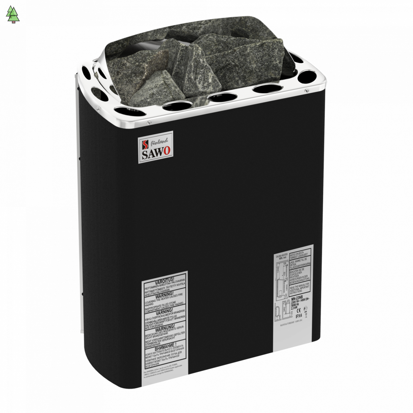 SAWO Электрическая печь FIBER COATED, MINI X: с термоизоляционным покрытием, нержавеющая сталь, 3 кВт, MX-30NS-PF , выносной пульт (пульт и блок мощности докупаются отдельно)