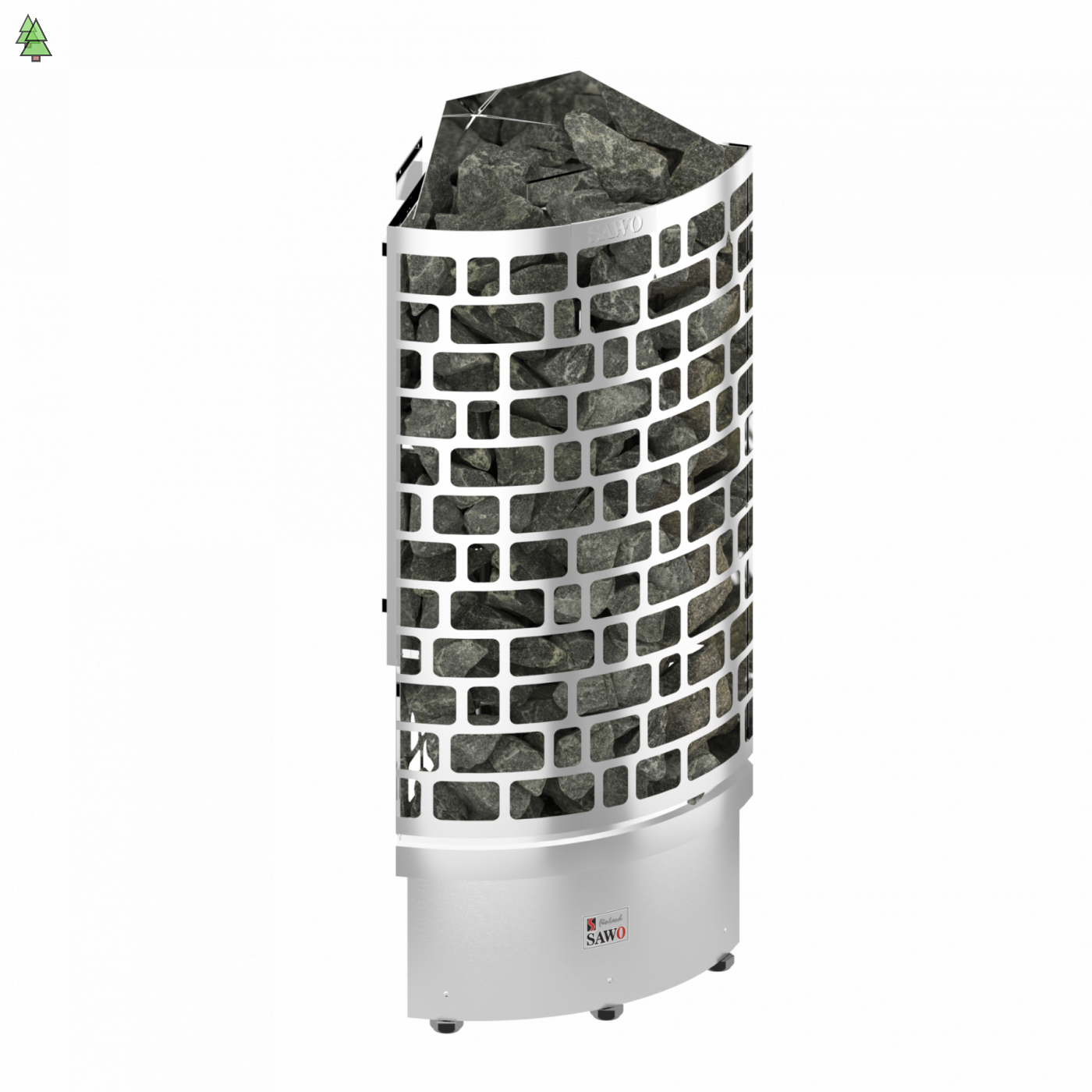 SAWO Электрическая печь Aries напольная угловая, 4,5 кВт, нерж. сталь, артикул ARI3-45NS-CNR-P, выносной пульт (пульт и блок мощности докупаются отдельно)