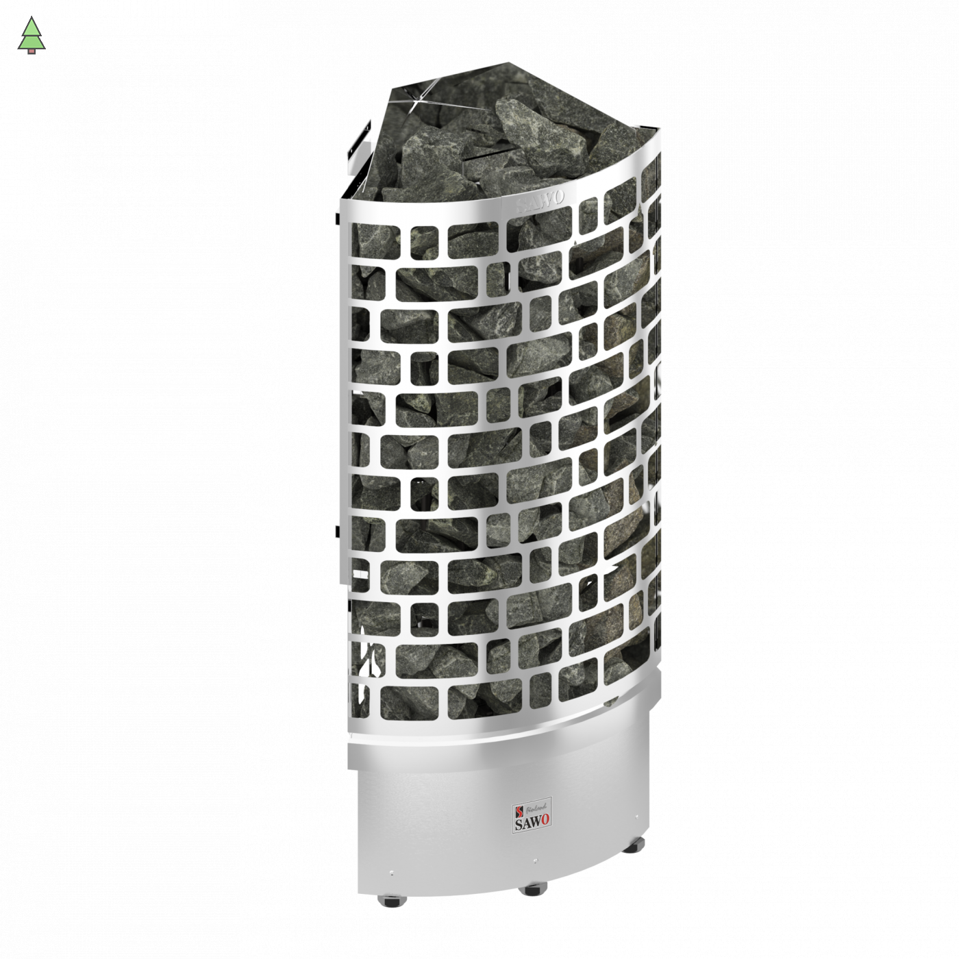 SAWO Электрическая печь Aries напольная угловая, 7,5 кВт, нерж. сталь, артикул ARI3-75NS-CNR-P, выносной пульт (пульт и блок мощности докупаются отдельно)