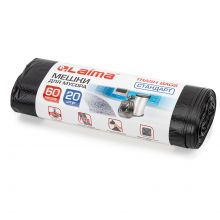 Мешки для мусора 60 л, черные, в рулоне 20 шт., ПНД 11 мкм, 60×70 см, LAIMA стандарт, 601381