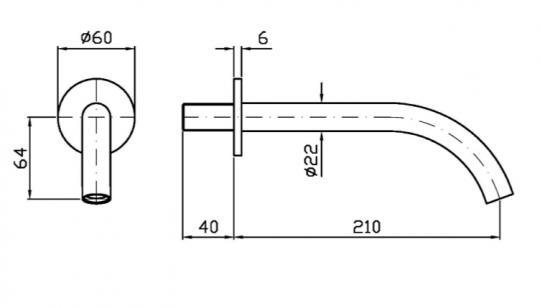 Встраиваемый излив Zucchetti ISY22 Z92253 длина 21 см схема 2