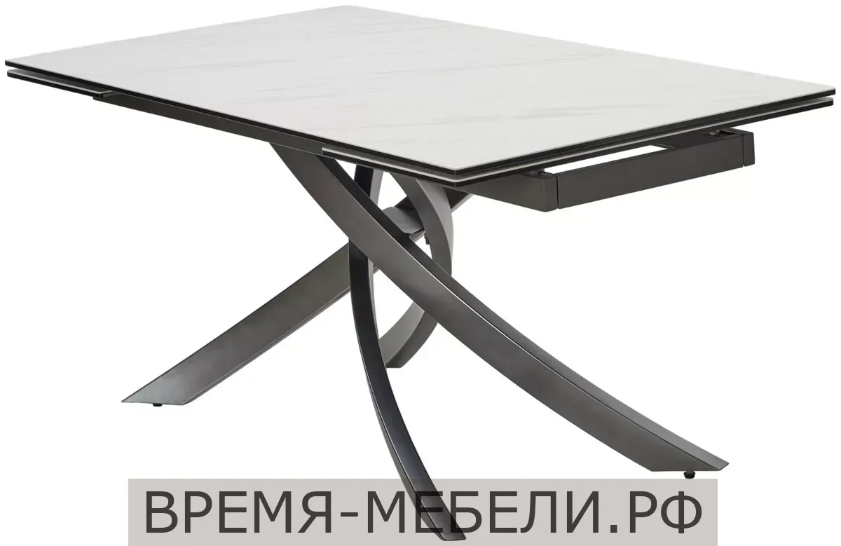 Стол ESTEBIO 160 KL-99 Белый мрамор матовый, итальянская керамика/ Серый металлик