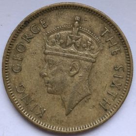 Король Георг VI 10 центов Гонконг 1950