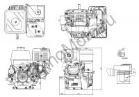 Двигатель RATO R500 D25,0 RE 18A чертеж присоединительных размеров