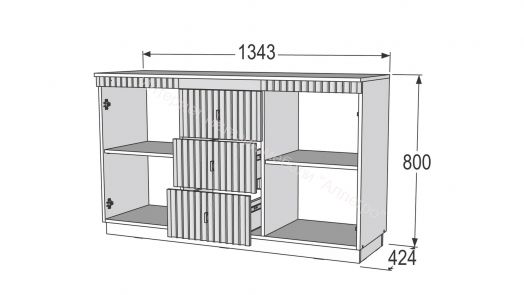 Комод на цоколе Ольга 3 Дуб коми, лофт голден пэлас