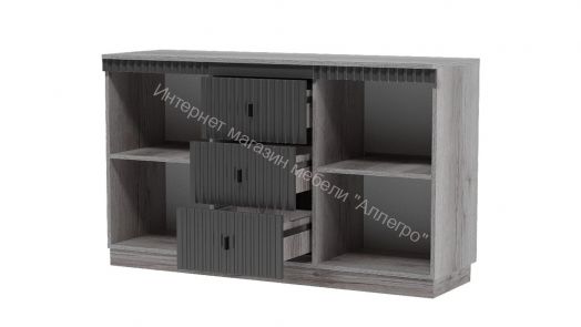 Комод на цоколе Ольга 3 Дуб делано серый