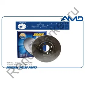 Диск тормозной передний не вентилируемый Logan, Sandero