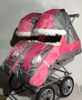 Санки-коляска для двойни (розовая)