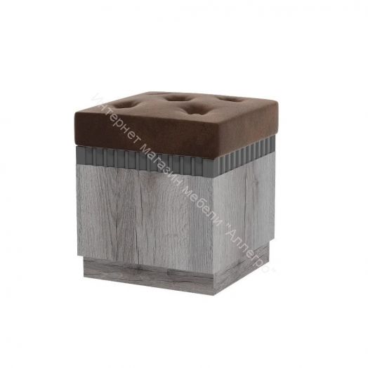 Пуфик на цоколе Ольга 3 Дуб делано серый