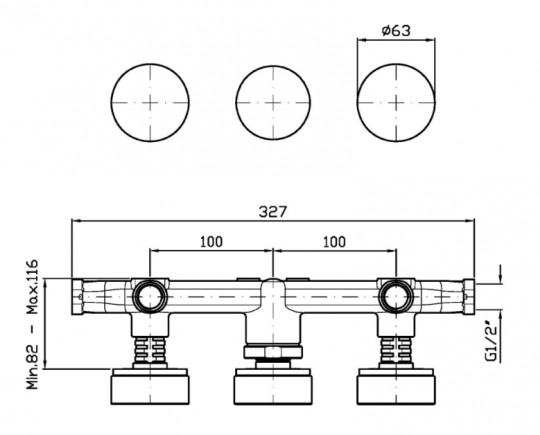 Встраиваемый смеситель для ванны/душа Zucchetti Isy22 ZIS4695 с переключателем на 2 источника схема 2 Встраиваемый смеситель для ванны/душа Zucchetti Isy22 ZIS4695 с переключателем на 2 источника схема 2