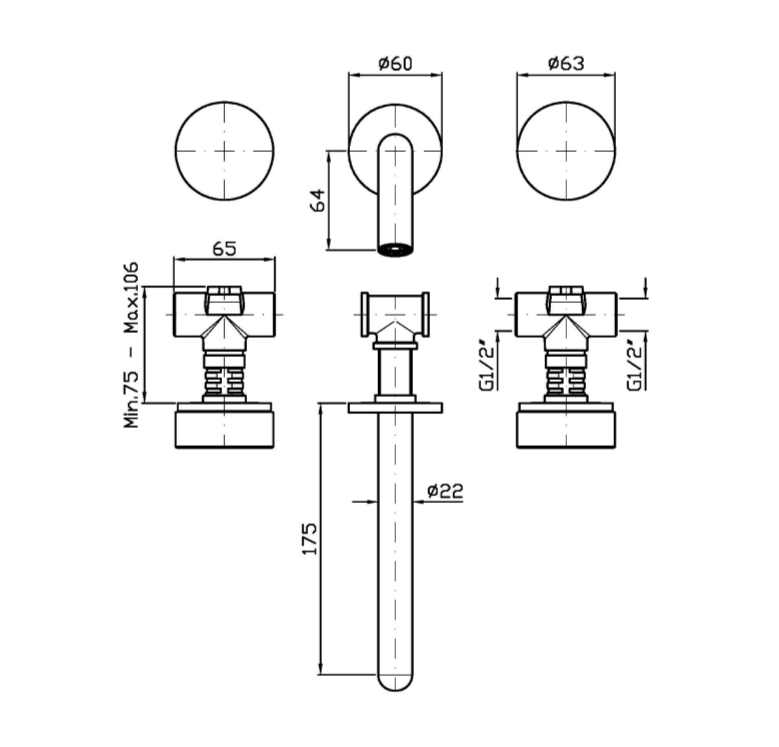 Встраиваемый смеситель для раковины Zucchetti Isy22 ZIS5640.N6 ФОТО