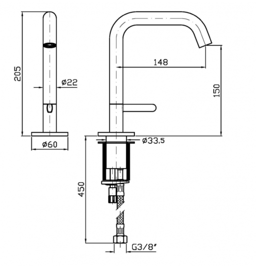 Прогрессивный смеситель для раковины Zucchetti Isy22 ZIS2810 схема 2