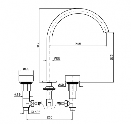 Смеситель для раковины Zucchetti Isy22 ZIS6341.C50 излив 24,5 см схема 2 Смеситель для раковины Zucchetti Isy22 ZIS6341.C50 излив 24,5 см схема 2