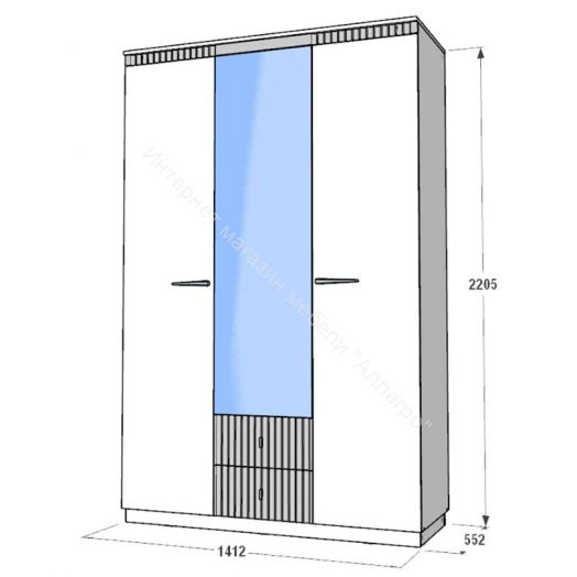 Шкаф трехдверный на цоколе Ольга 3  Дуб коми