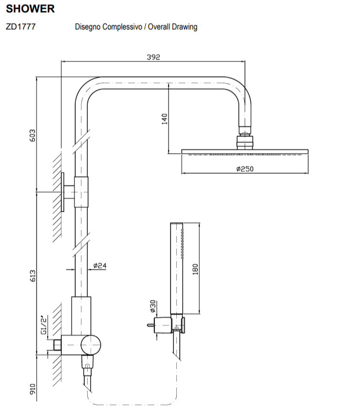 Душевая система Zucchetti Isy ZD1777 с термостатическим смесителем ФОТО