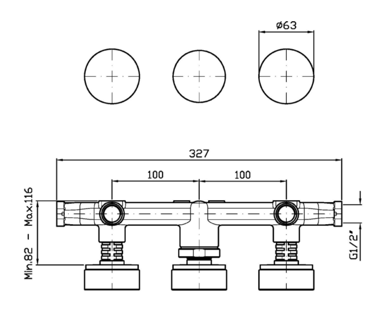 Встраиваемый смеситель для ванны/душа Zucchetti Isy22 ZIS5695 с переключателем на 2 источника ФОТО