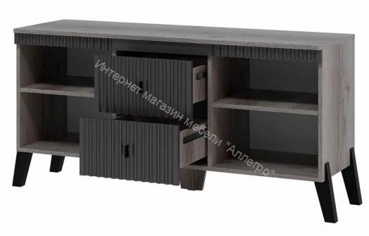 Тумба ТВ с ножками Ольга 3 Дуб делано серый