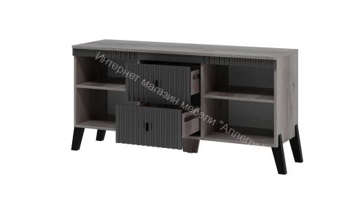 Тумба ТВ с ножками Ольга 3 Дуб делано серый