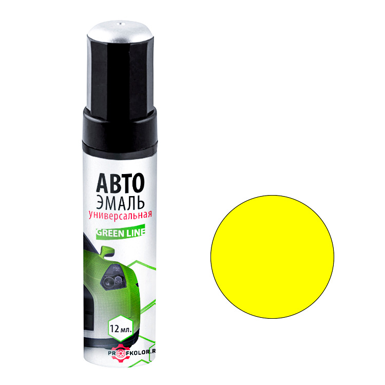 Карандаш с кисточкой для подкраски сколов на Pantone. Цвет Pantone Neon 803C Yellow. Код цвета: 803C