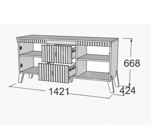 Тумба ТВ с ножками Ольга 3 Дуб коми