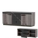 Тумба ТВ на цоколе Ольга 3 Дуб делано серый