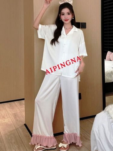 Пижама шелк с брюками  AIPINGNA 6209 (белая)