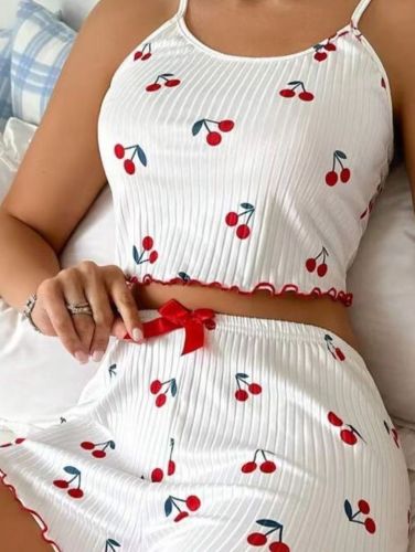 Комплект Топ+шорты  Zhenshihua 1521 (белый вишенка)