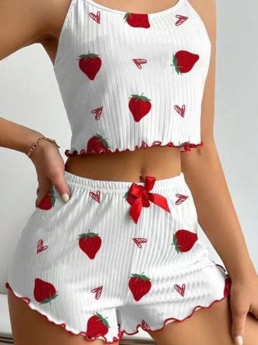 Комплект Топ+шорты  Zhenshihua 1521 (белый клубника)