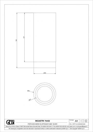 Стакан Gessi Incastri Dark Smoke 75432 настольный схема 16