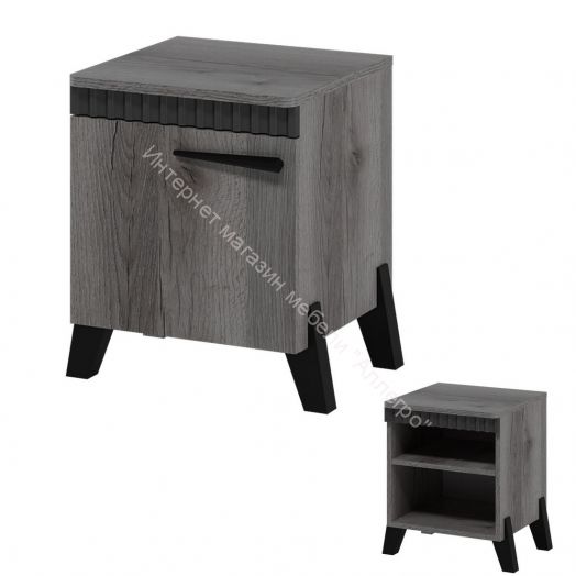 Тумба прикроватная с ножками Ольга 3 Дуб делано серый