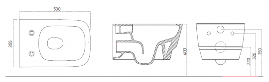 Унитаз подвесной с функцией биде без сиденья Boheme Bello 971-2 схема 3 Унитаз подвесной с функцией биде без сиденья Boheme Bello 971-2 схема 3