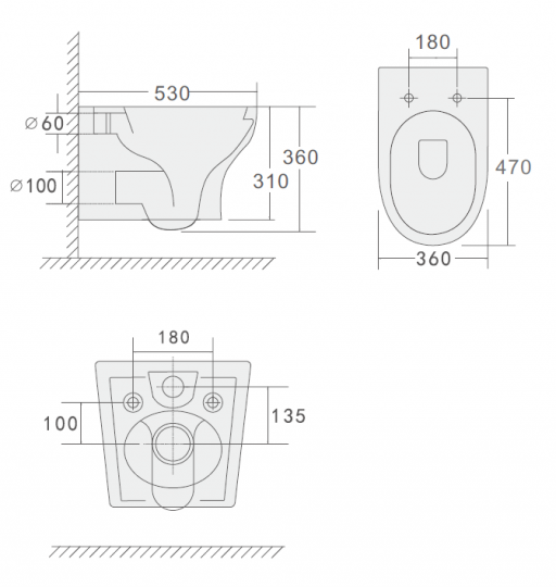 Унитаз подвесной с крышкой Boheme FIORE 978-SET смыв торнадо схема 3