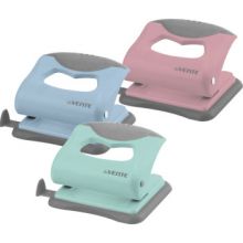 Дырокол "deVENTE. Pastel" (20 листов) пластиковый с каучуковой вставкой, с линейкой, в картонной коробке, 3 пастельных цвета ассорти