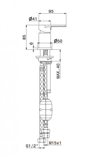 Переключатель потоков на борт ванны Newform Haka 72086 на 1 источник схема 8