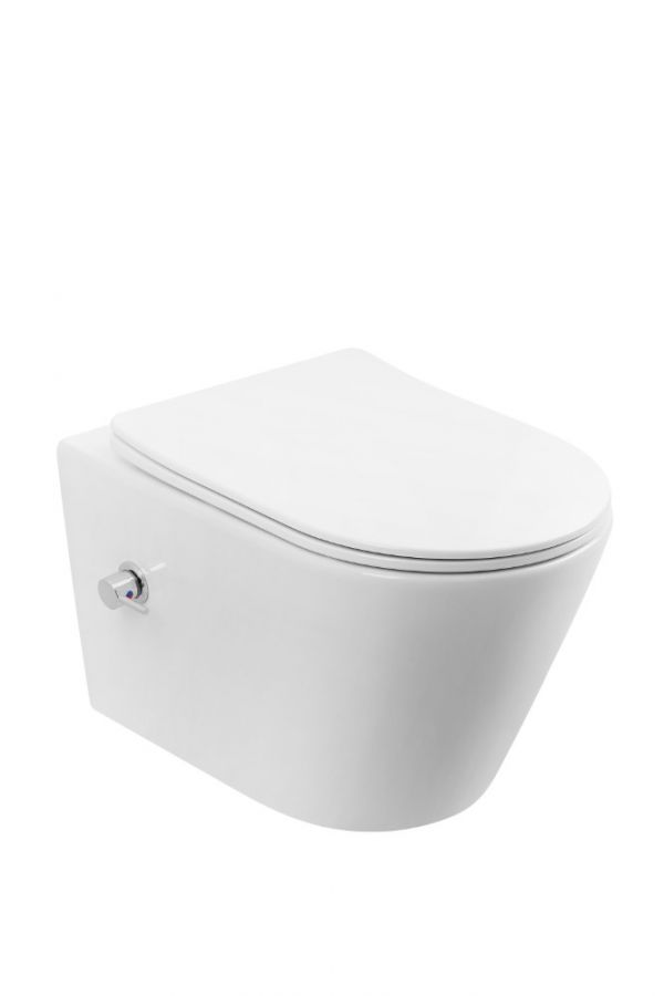 Унитаз подвесной с функцией биде, AVVA Белый глянец c крышкой (торнадо)