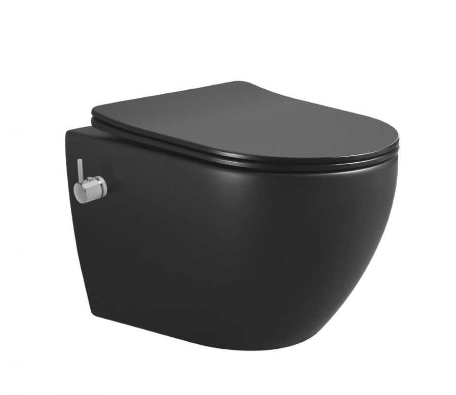 Nero подвесной унитаз с биде черный матовый с крышкой