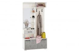 Прихожая КАНЗАС (ш1000*г409*в2050мм) Дуб крафт белый/Цемент светлый