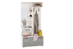 Прихожая КАНЗАС (ш1000*г409*в2050мм) Дуб крафт белый/Цемент светлый