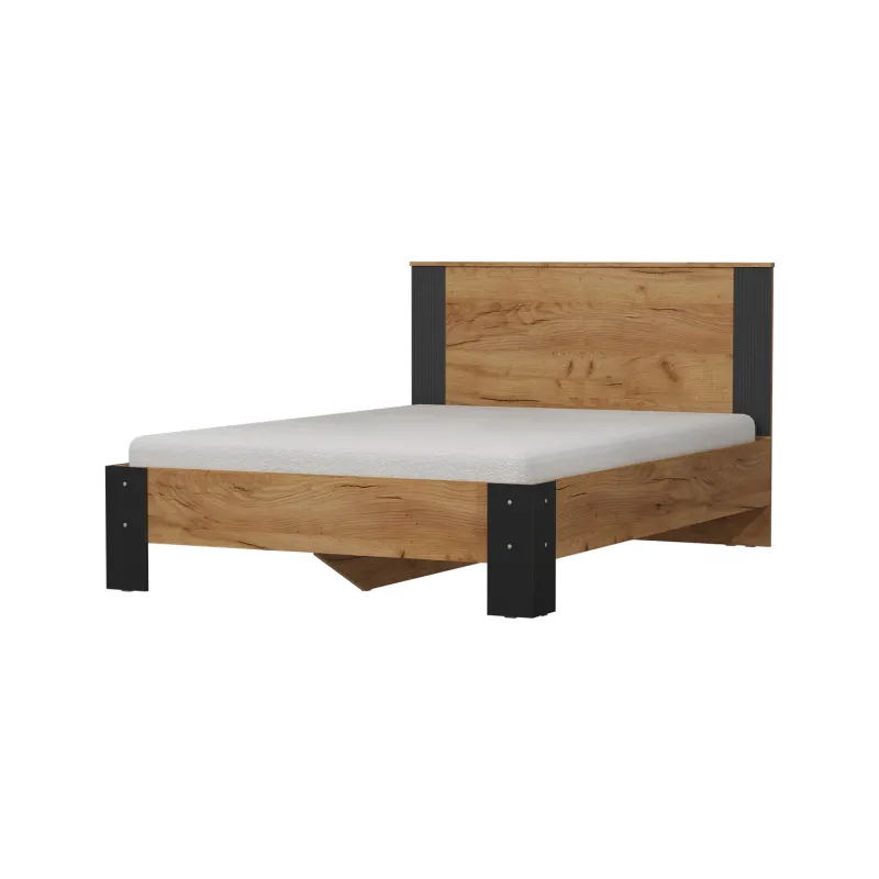 Кровать двуспальная 120х200 Ольга 2 (дуб золотистый/антрацит)