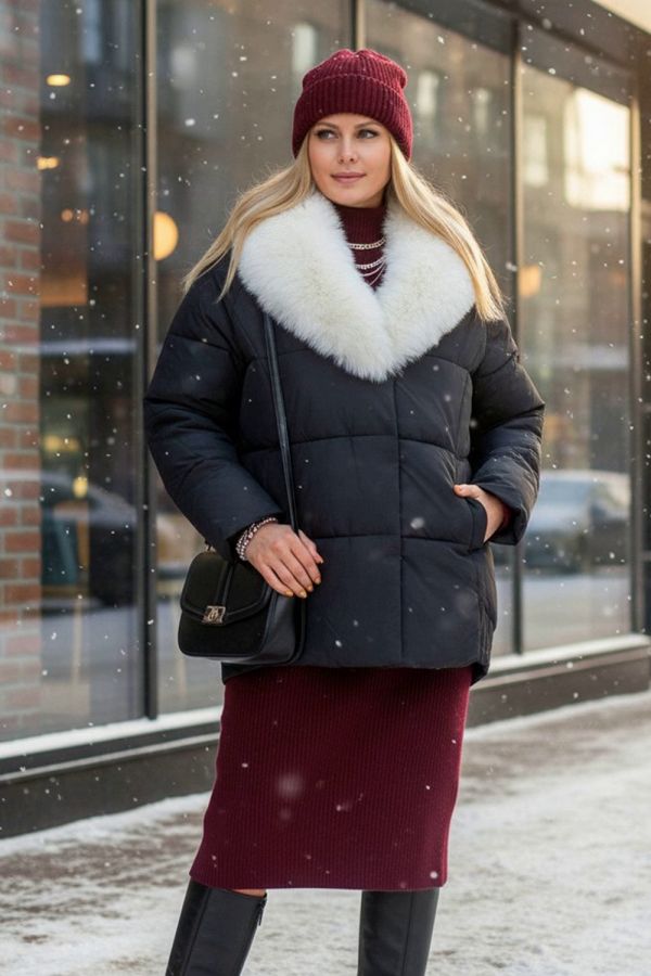 Куртка с меховым воротником арт.6677 зима, евро-зима [черный]