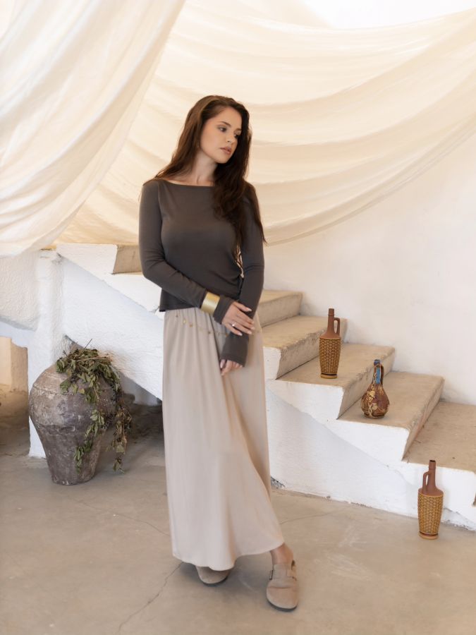 Лонгслив из мериноса серый