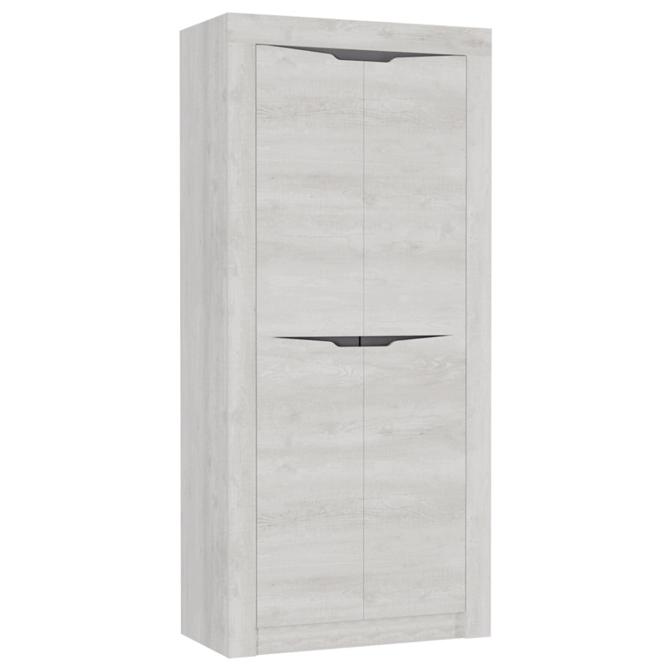 Шкаф распашной двухдверный Ольга 5 для белья (Бетон пайн светлый - Антрацит)